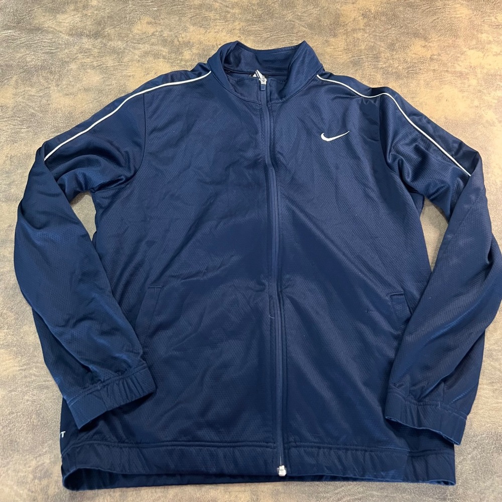 Nike Track Jacket Mens L Navy Blue Dri-FIT Full Zip‎ Mesh